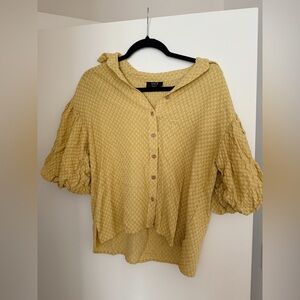 Vici Yellow Short Sleeve Button Down Shirt with Sailor Collar
